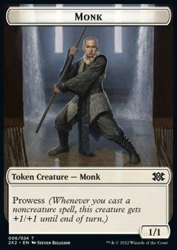 Monk Token (W 1/1 Prowess) // Faerie Rogue (B 1/1)⁣ - Double Masters 2022: Extras⁣ (Token)⁣ [T 6/11]