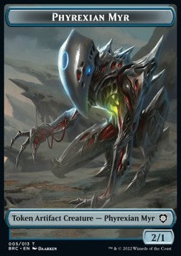 Phyrexian Myr Token (UA 2/1) // Construct Token (A 1/1) - Commander: The Brothers' War: Extras (Token) [XBRC-T 5/8]