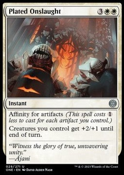 Plated Onslaught⁣ - Phyrexia: All Will Be One⁣ (Uncommon)⁣ [29]