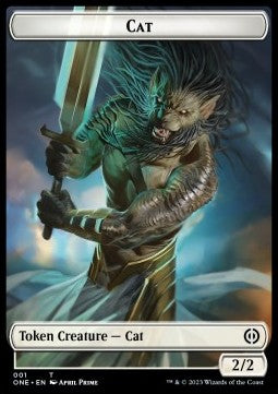 Cat Token (W 2/2) // Rebel Token (R 2/2)⁣ - Phyrexia: All Will Be One: Extras⁣ (Token)⁣ [T 1/5]