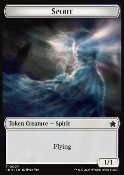 Spirit Token (W 1/1) // Cat Token (W 1/1)⁣ - Magic: The Gathering Foundations: Tokens⁣ (Token)⁣ [T 7/1]