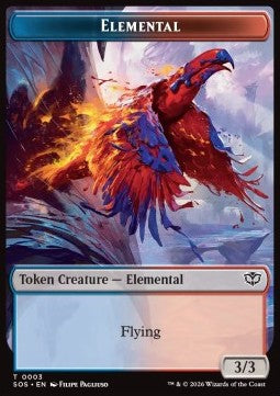 Elemental Token (UR 3/3) // Fractal Token (GU 0/0) (V.1) - Secrets of Strixhaven: Tokens (Token) [TSOS-T 3/4]